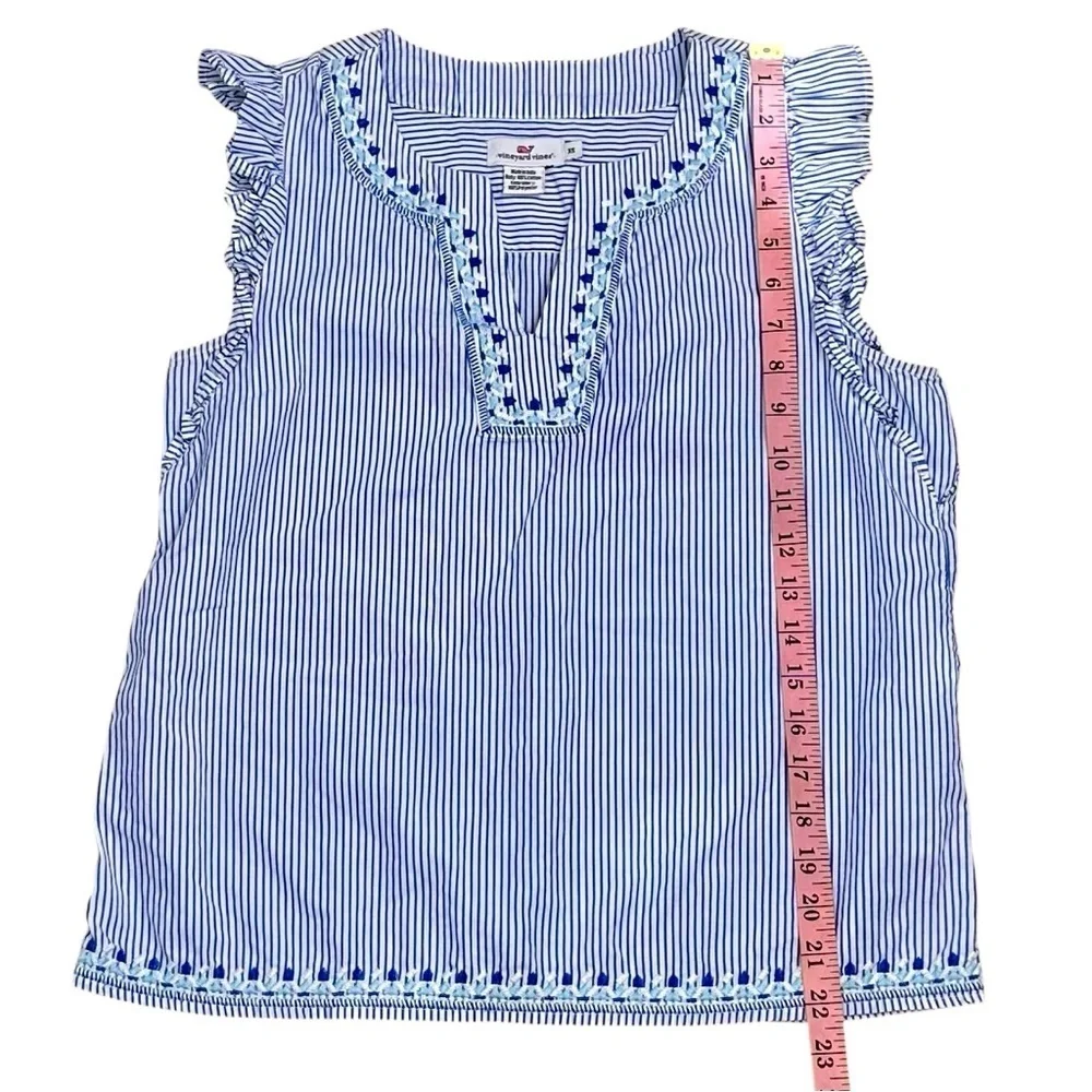 Vineyard Vines Blue and White Embroidered Blouse Size XS - Picture 10 of 10